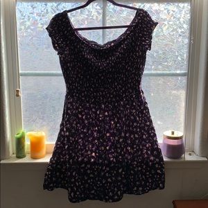 Blue Floral Off-The-Shoulder Dress